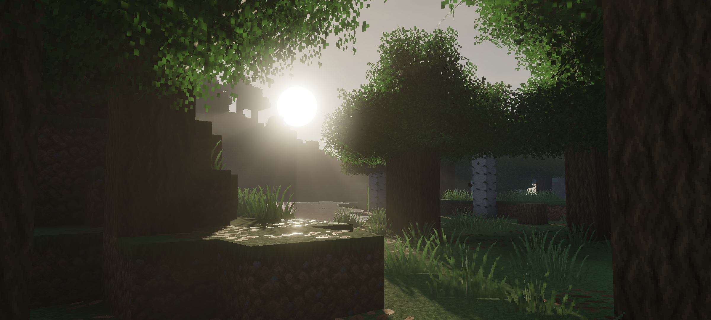A cherry grove with a small village house, rendered with Mirai